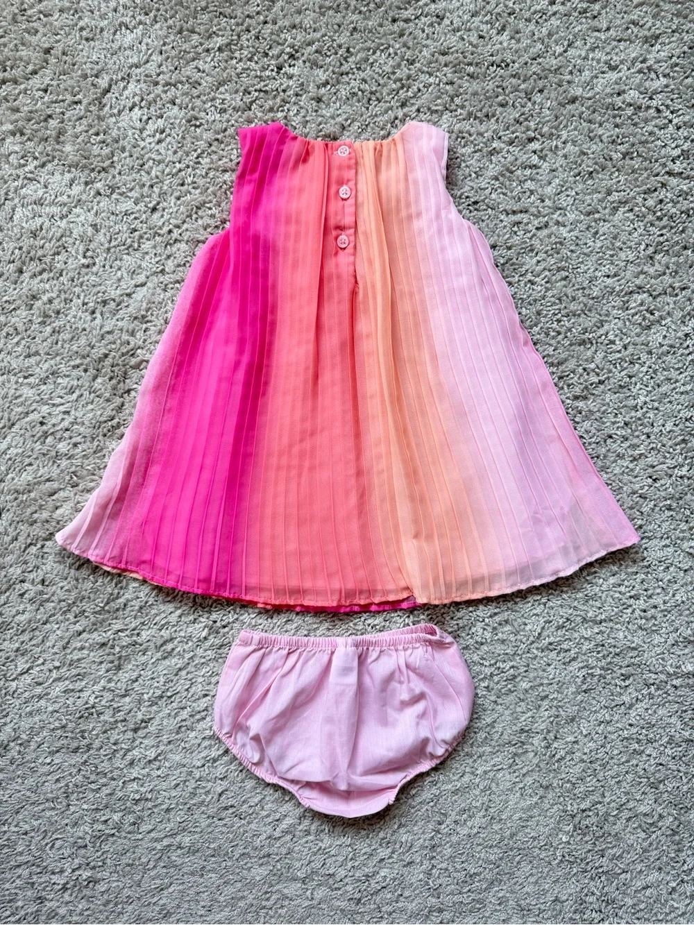 Gymboree Toddler Girls Ombre Pink & Peach Pleated Dress with Bloomers 18-24M